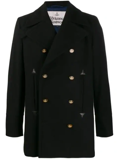 Shop Vivienne Westwood Double Breasted Coat In Black