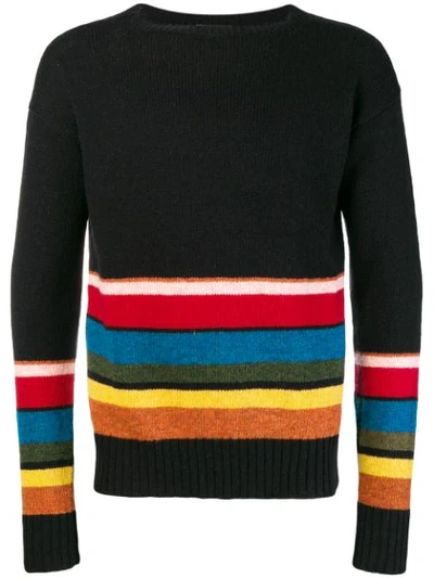 Prada Shetland Rainbow Knit Sweater In Nero | ModeSens