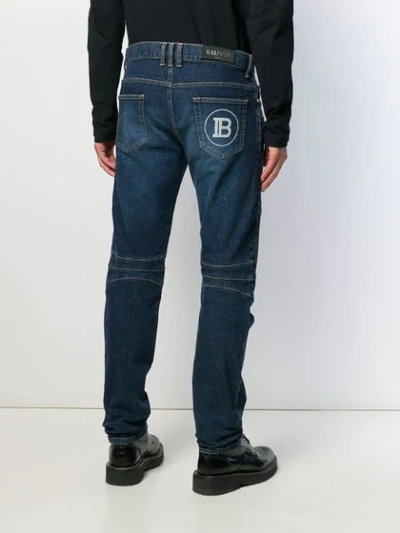 Shop Balmain Slim-fit Biker Jeans In Blue