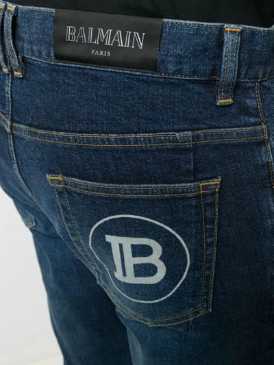 BALMAIN 绗缝细节直筒牛仔裤 - 蓝色