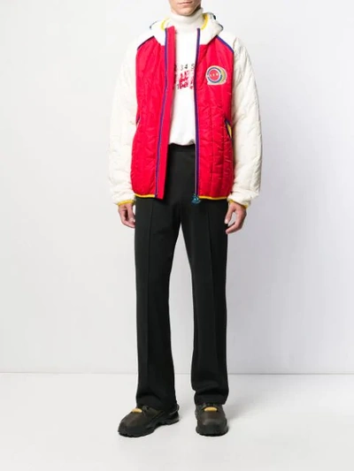 Shop Marni Colour Block Quilted Jacket In Red