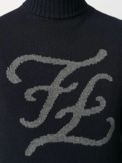 Shop Fendi Karligraphy Logo Jumper In Blue