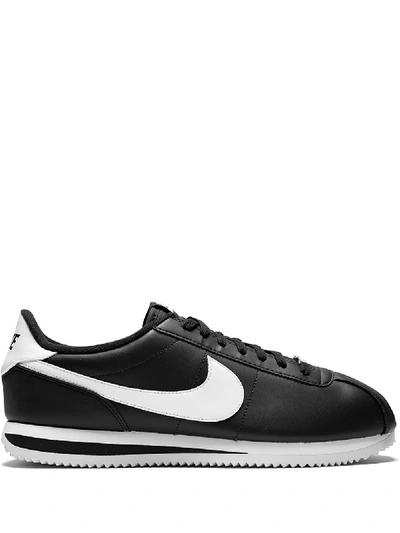Shop Nike Cortez Basic Leather Sneakers In Black