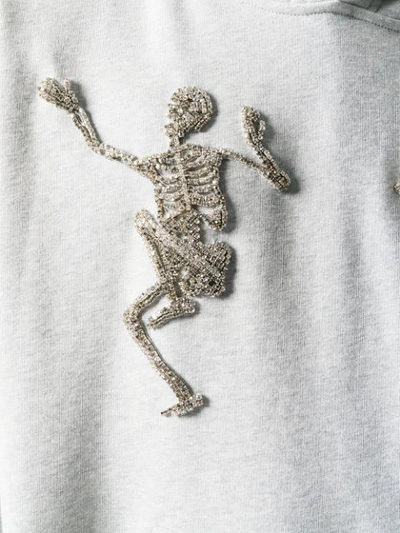 Shop Alexander Mcqueen Skeleton Embroidered Hoodie - Grey