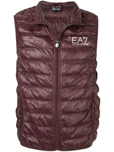 EA7 EMPORIO ARMANI QUILTED GILET - 红色