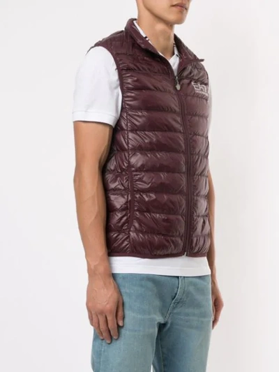 EA7 EMPORIO ARMANI QUILTED GILET - 红色