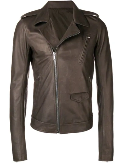 Shop Rick Owens Biker Jacket - Brown