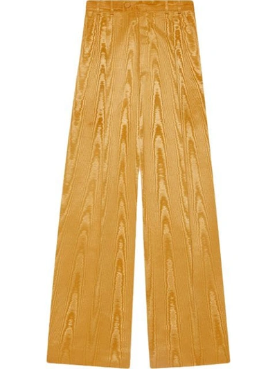 Shop Gucci Moiré Wide-leg Pant In Yellow