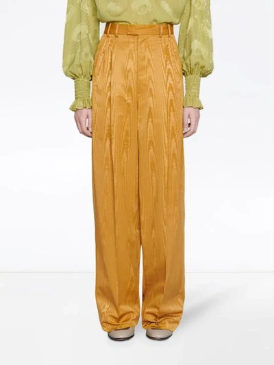 Shop Gucci Moiré Wide-leg Pant In Yellow