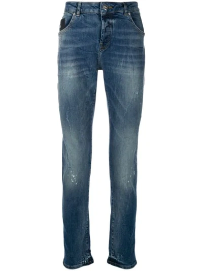 Shop John Richmond Printed Straight-leg Jeans In Blue