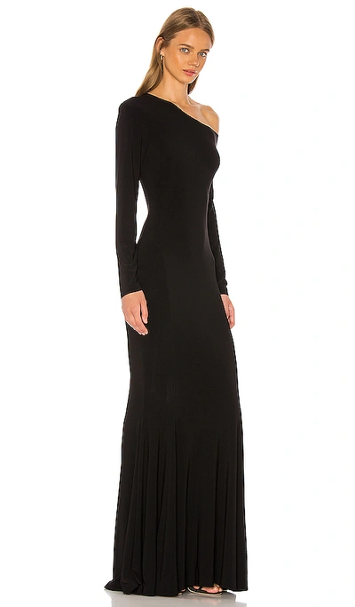 Shop Norma Kamali Long Sleeve Drop Shoulder Fishtail Gown In Black