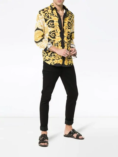 Shop Versace Baroque Print Shirt - Black