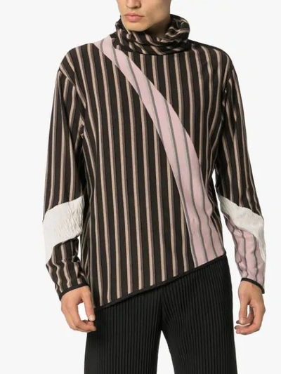 Shop Kiko Kostadinov Rex Striped Jumper In Brown