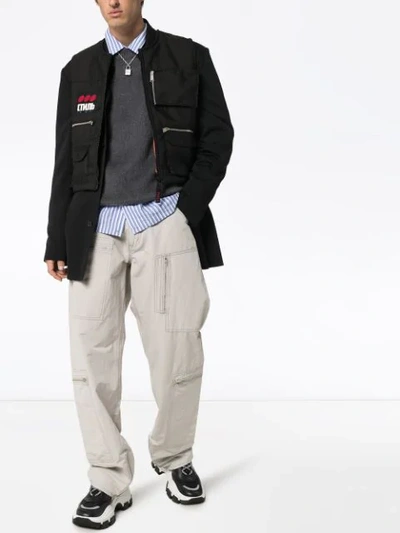 Shop Heron Preston Multi Pocket Varsity Jacket In Black