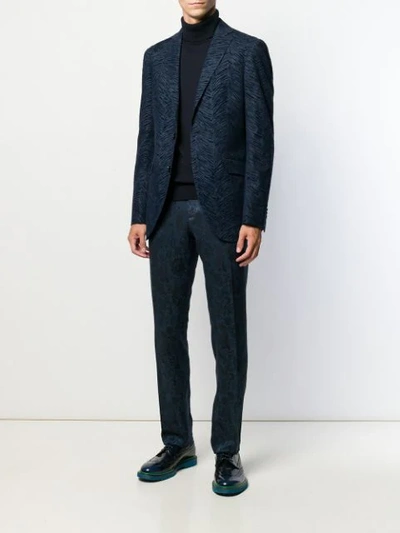 Shop Etro Tailored Pattered Trousers In Blue