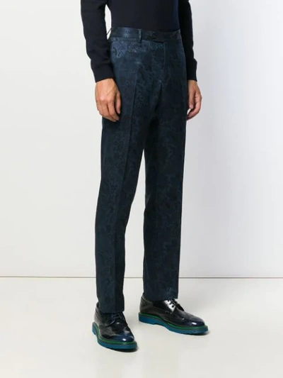 Shop Etro Tailored Pattered Trousers In Blue