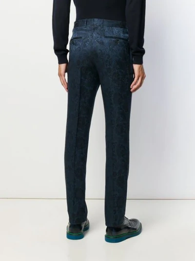 Shop Etro Tailored Pattered Trousers In Blue