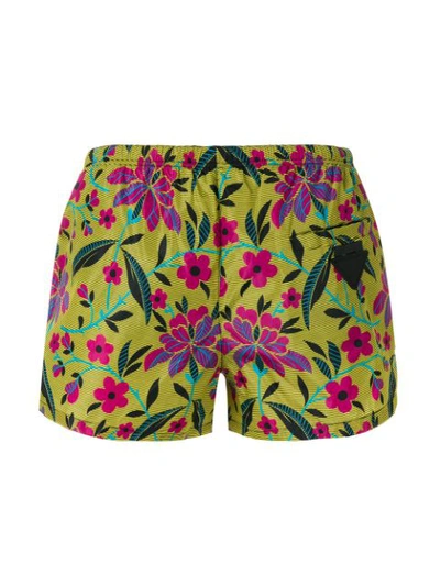 Shop Prada Floral Print Swim Shorts In Yellow