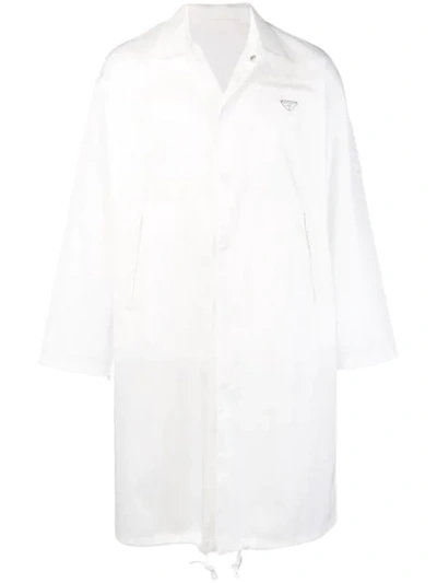 Shop Prada Semi-sheer Technical Coat - White