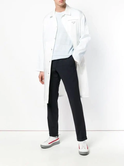 Shop Prada Semi-sheer Technical Coat - White