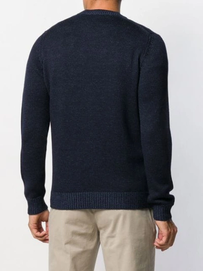 Shop Roberto Collina Long Sleeve Knitted Jumper In Blue