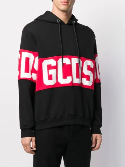 Shop Gcds Oversized Logo Print Hoodie In Black