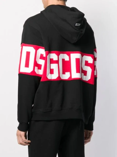 Shop Gcds Oversized Logo Print Hoodie In Black