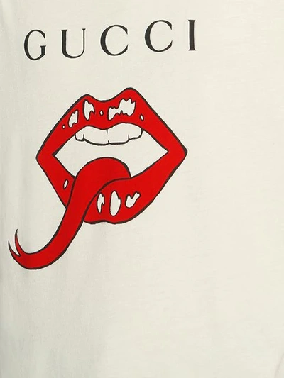 Shop Gucci Mouth Print T-shirt In White