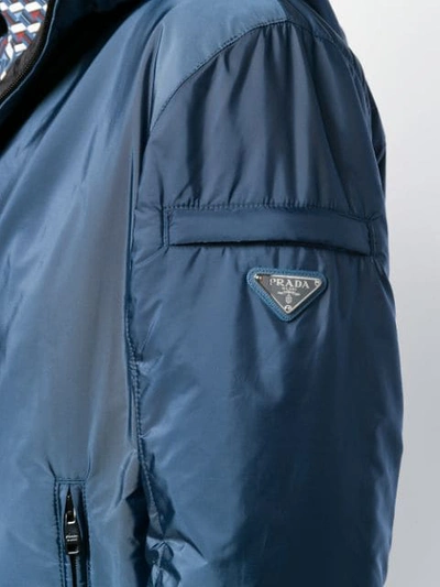 Shop Prada Zip-up Hooded Jacket In Blue
