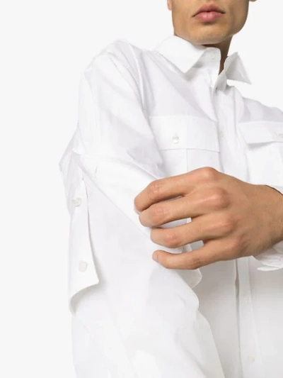 Shop Jw Anderson Double-cuff Button Shirt In White