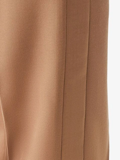 Shop Burberry Stripe Detail Wool Tailored Trousers In Brown