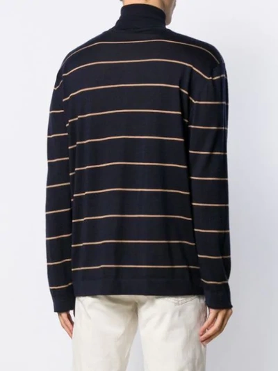 Shop Brunello Cucinelli Striped Roll-neck Jumper In Blue