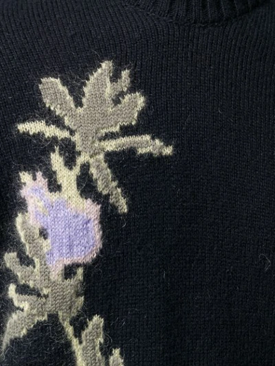 Shop Jacquemus Floral Intarsia Sweater In Blue