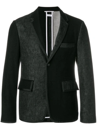 Shop Thom Browne Washed Denim Fun Mix Sport Coat - Black