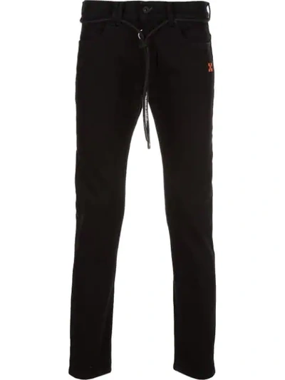 Shop Off-white Belted Slim-fit Jeans In Black