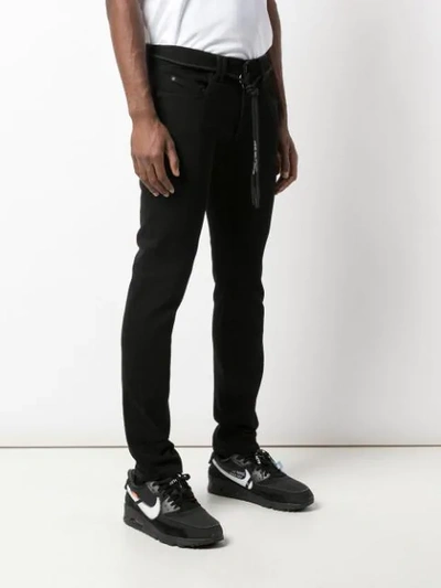 Shop Off-white Belted Slim-fit Jeans In Black