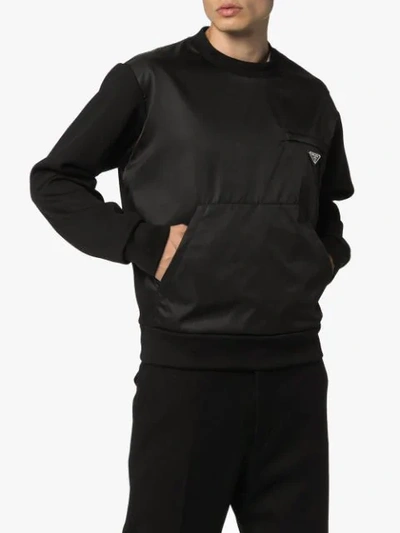 Shop Prada Logo Plaque Sweatshirt In Black