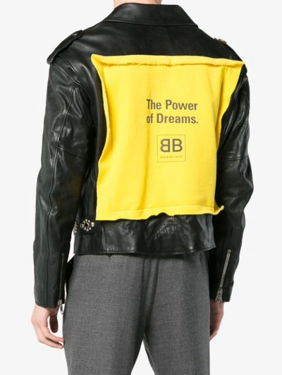 Shop Balenciaga The Power Of Dreams Leather Jacket In Black
