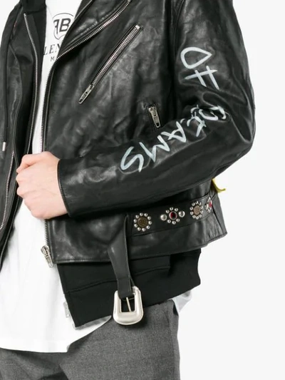 Shop Balenciaga The Power Of Dreams Leather Jacket In Black