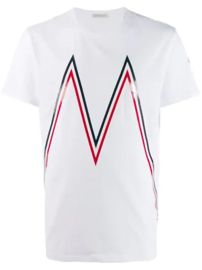 Shop Moncler Logo Printed T-shirt In White