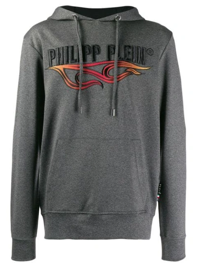 Shop Philipp Plein Sleeveless Logo Hoodie In Grey