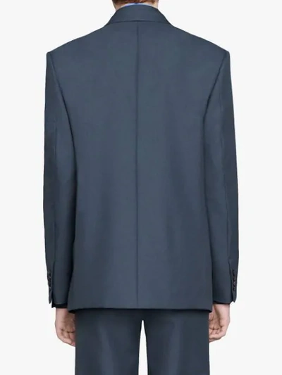 Shop Gucci Drill Jacket With Sartorial Labels In Blue