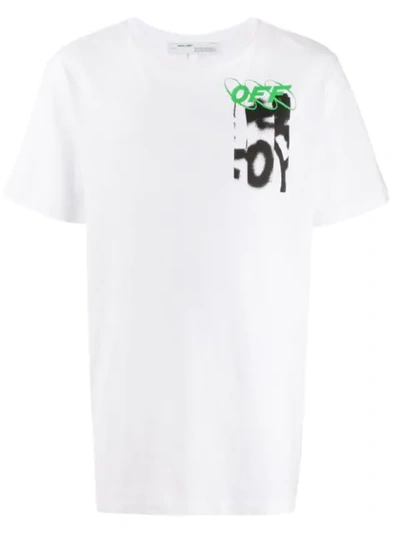 Shop Off-white Graffiti Logo Print T-shirt In White