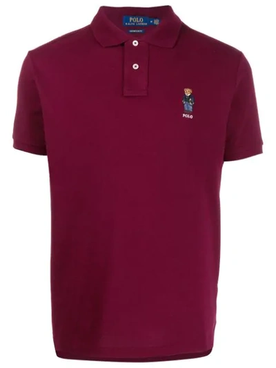 Shop Polo Ralph Lauren Logo Embroidered Polo Shirt In Red