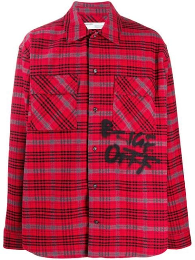 Shop Off-white Checked Graffiti Shirt In Red