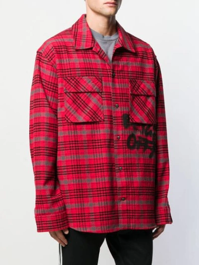 OFF-WHITE CHECKED GRAFFITI SHIRT - 红色