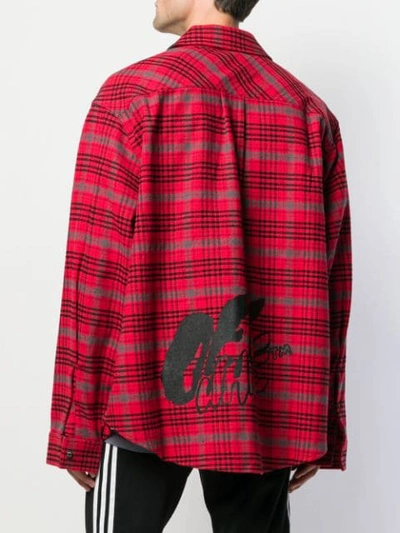 Shop Off-white Checked Graffiti Shirt In Red
