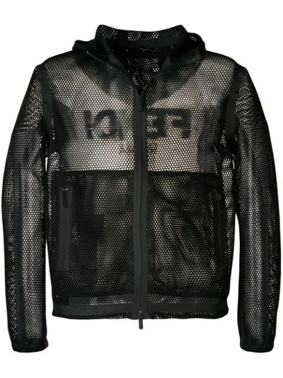 Shop Fendi Logo Mesh Jacket In Black