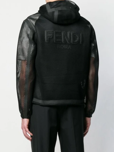 Shop Fendi Logo Mesh Jacket In Black