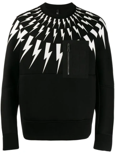 Neil Barrett Lightning Bolt Print Sweatshirt In Black ModeSens